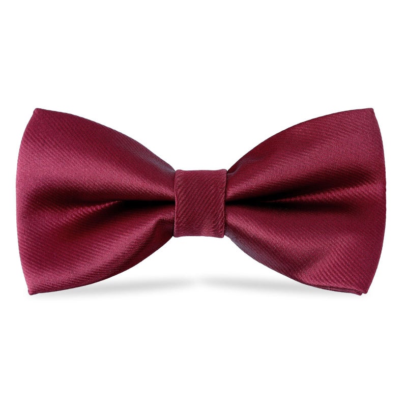 WELROG Pre-Tied Adjustable Bow Tie for Men,Boys & Kids - Silk Satin Textured Neckband for Wedding,Party,Christening,Photo Shoots 10x5cm(Wine Red) - Image 1